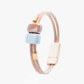 Bracelet in Natural Cork with Ceramic and Gold Beads